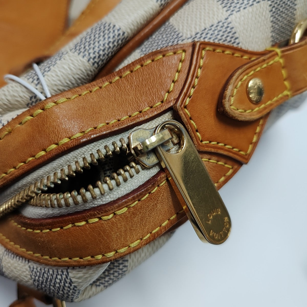STRESA PM Damier Azur Coated Canvas White