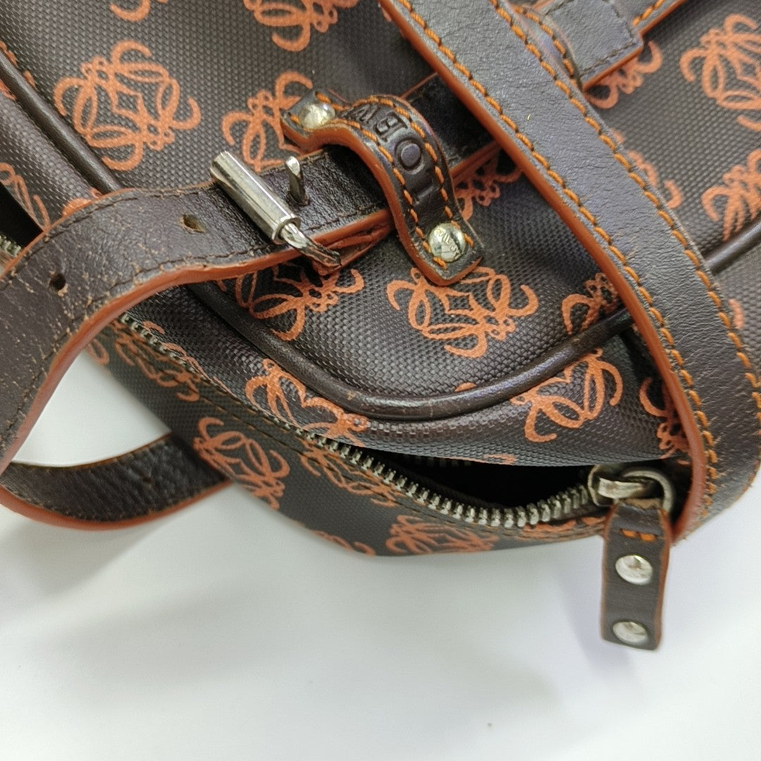 Monogram Coated Canvas Top Handle Bag Brown