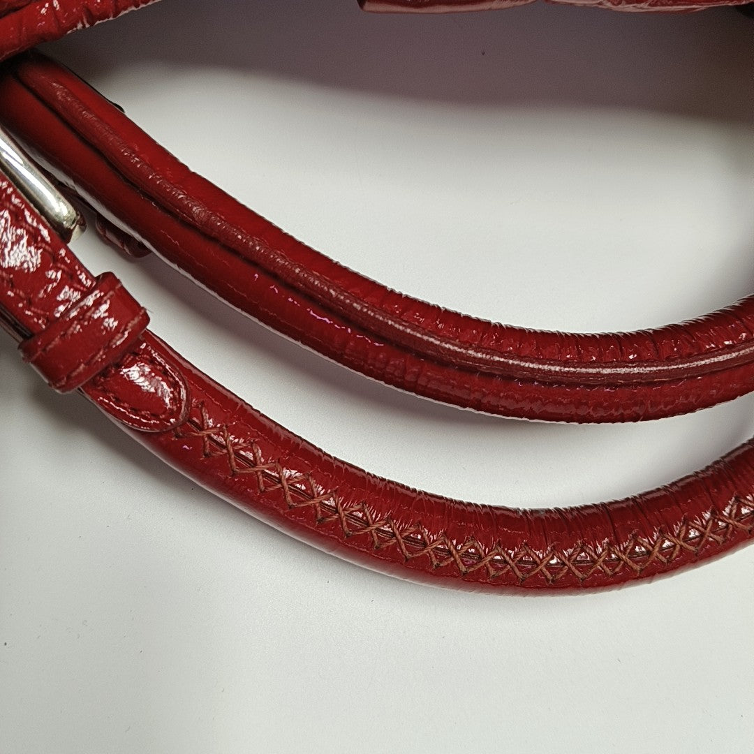 Quilted Patent Leather Shoulder Bag Red