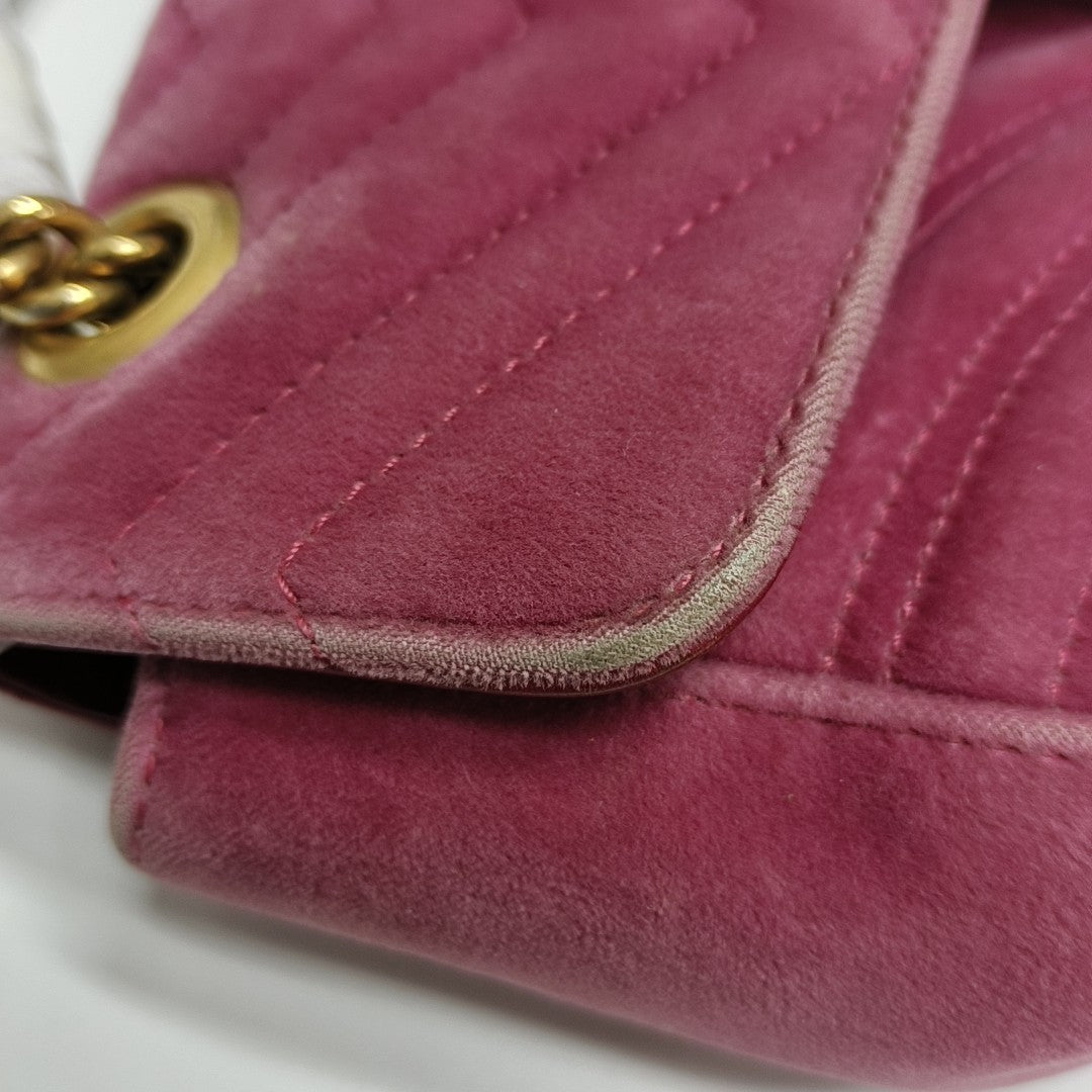 GG Marmont Medium Quilted Velvet Pink