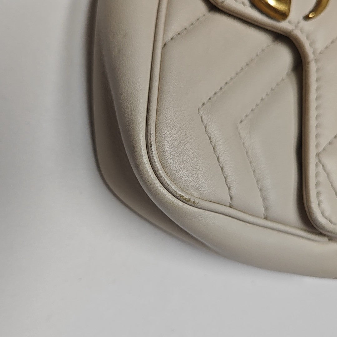 GG Marmont Mini Quilted Calfskin White