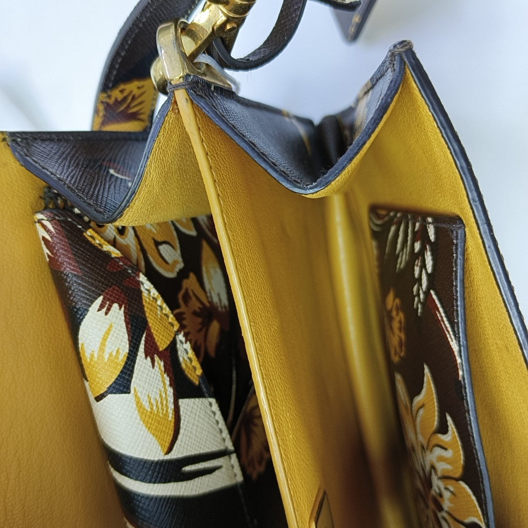 Calfskin Top Handle Bag Multicolor