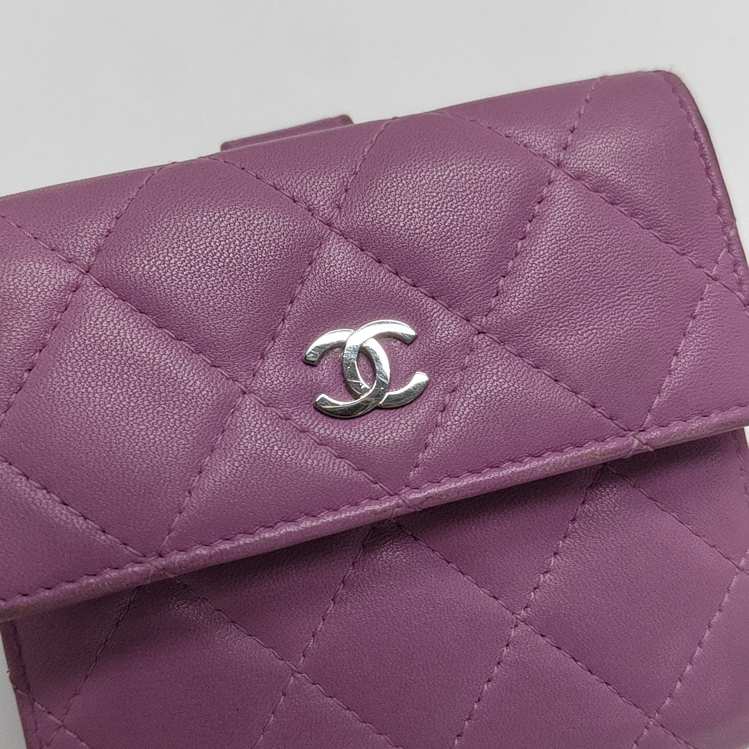 Quilted Lambskin Wallet Purple