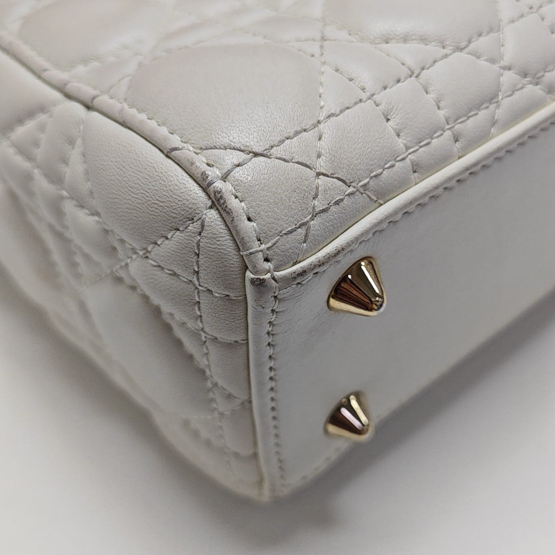 Lady Dior Small Cannage Lambskin White