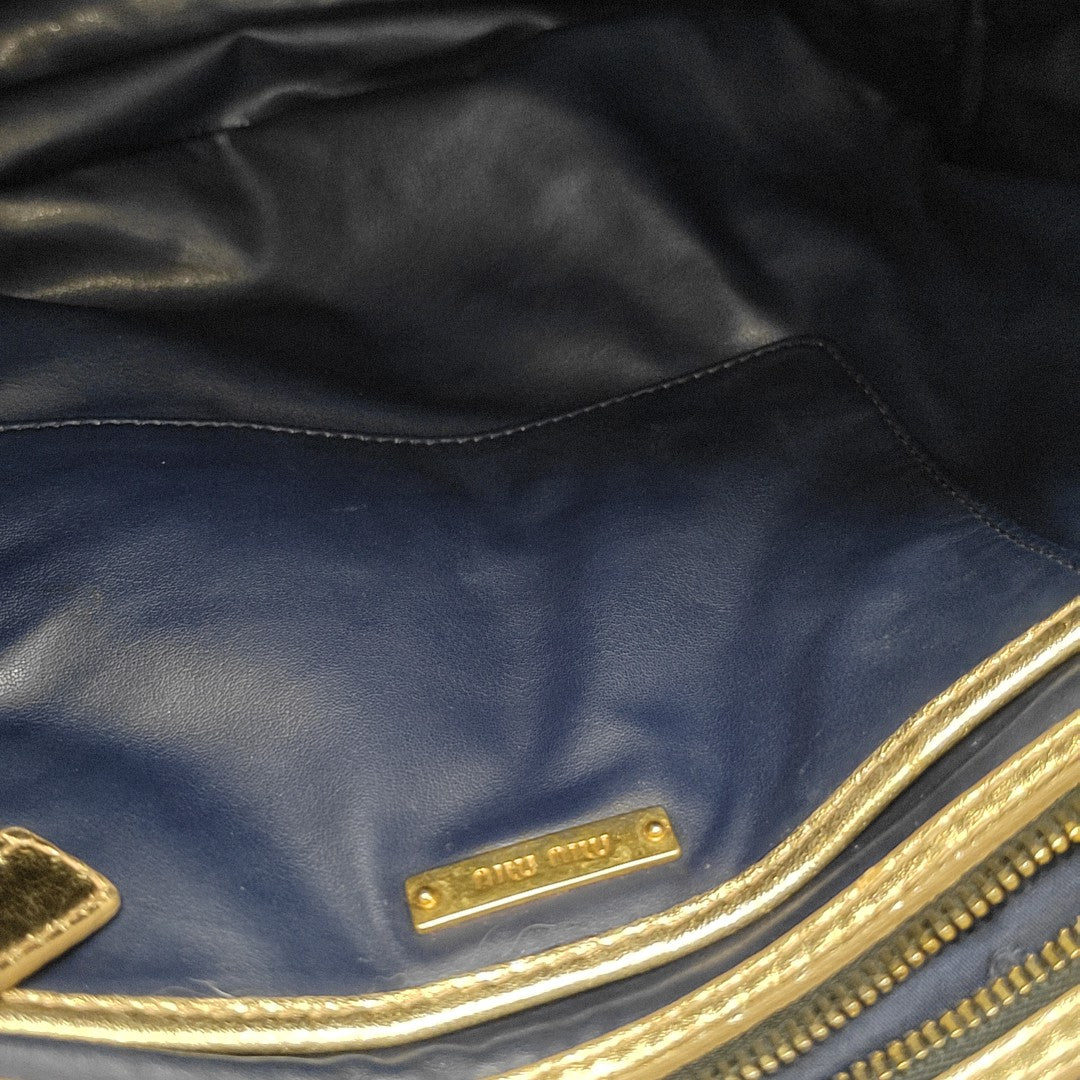 Quilted Denim Tote Bag Blue