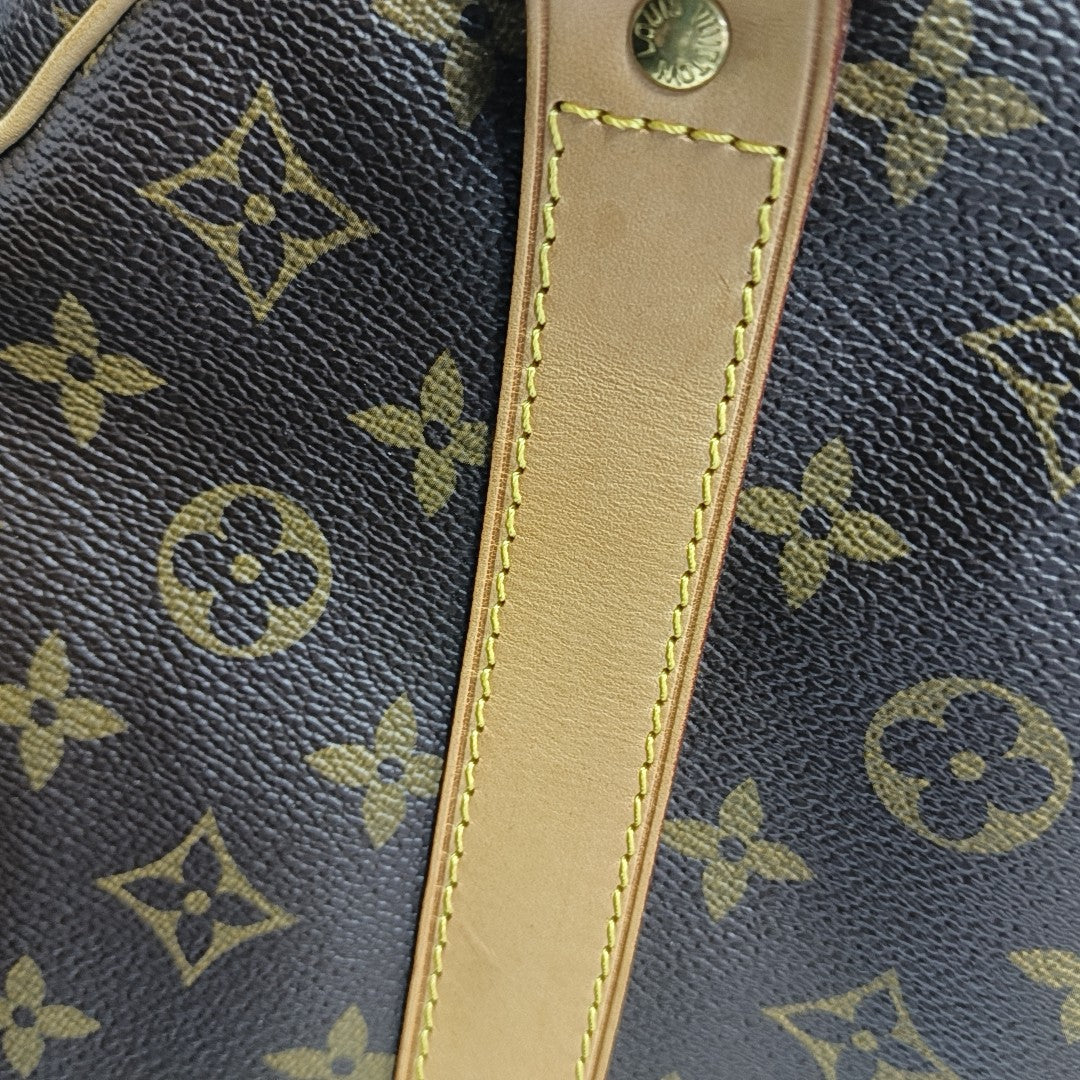 KEEPALL 60 Monogram Coated Canvas Brown