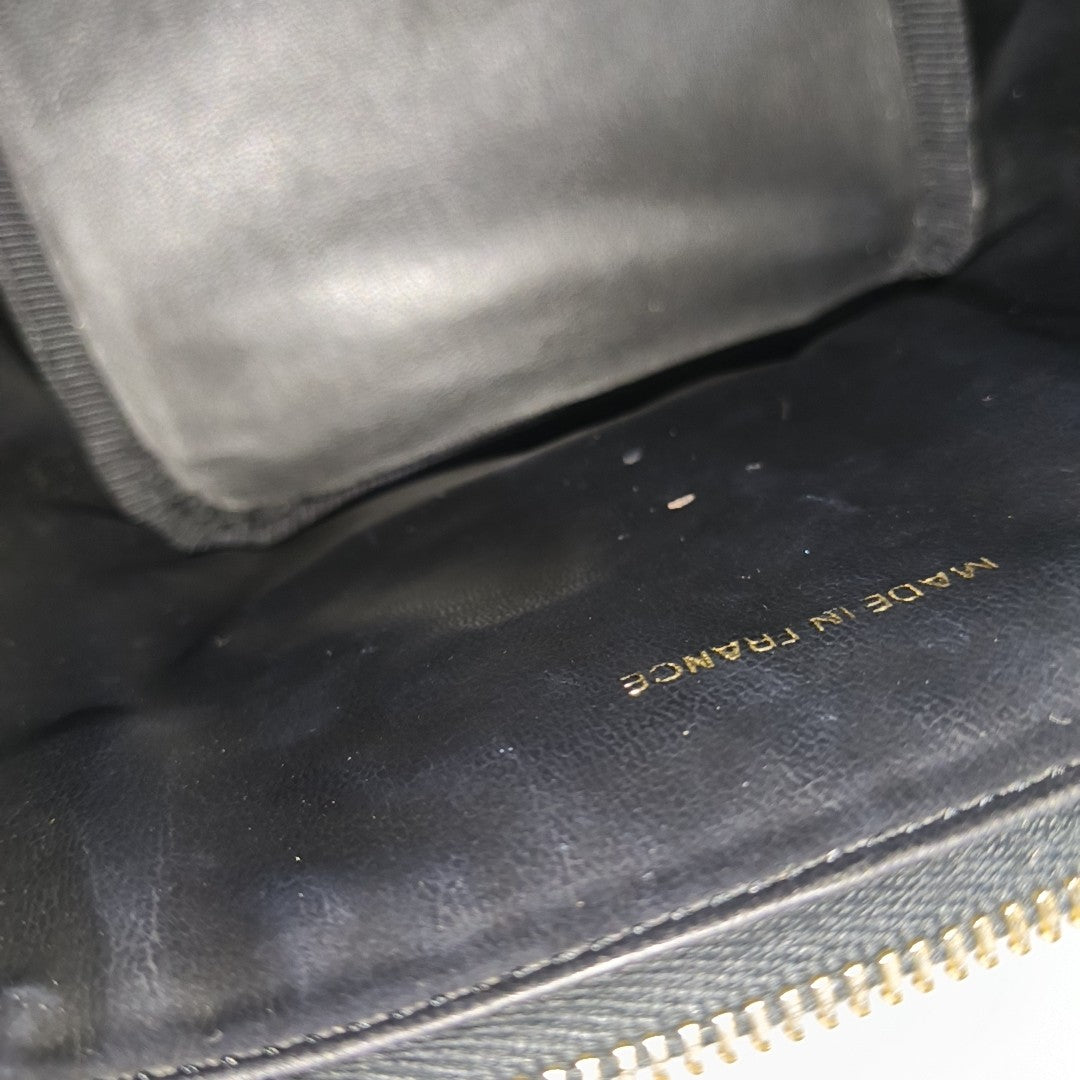 VINTAGE COSMETIC BAGS Patent Leather Black