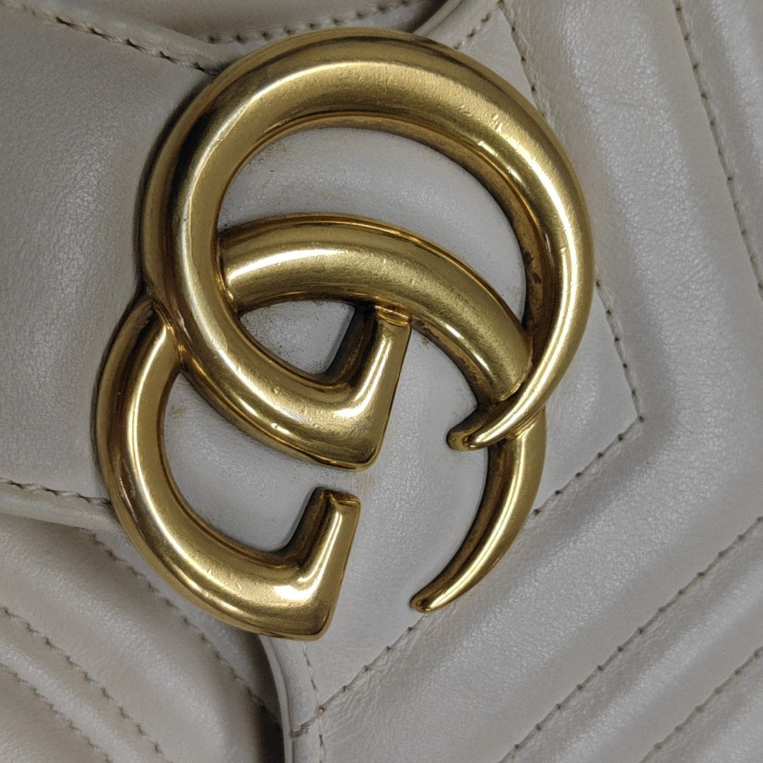 GG Marmont Medium Quilted Calfskin White