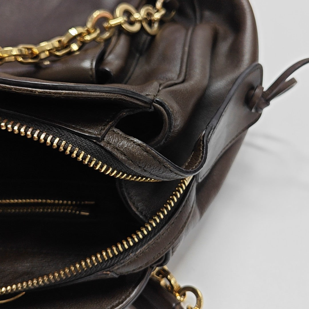 Calfskin Top Handle Bag Brown