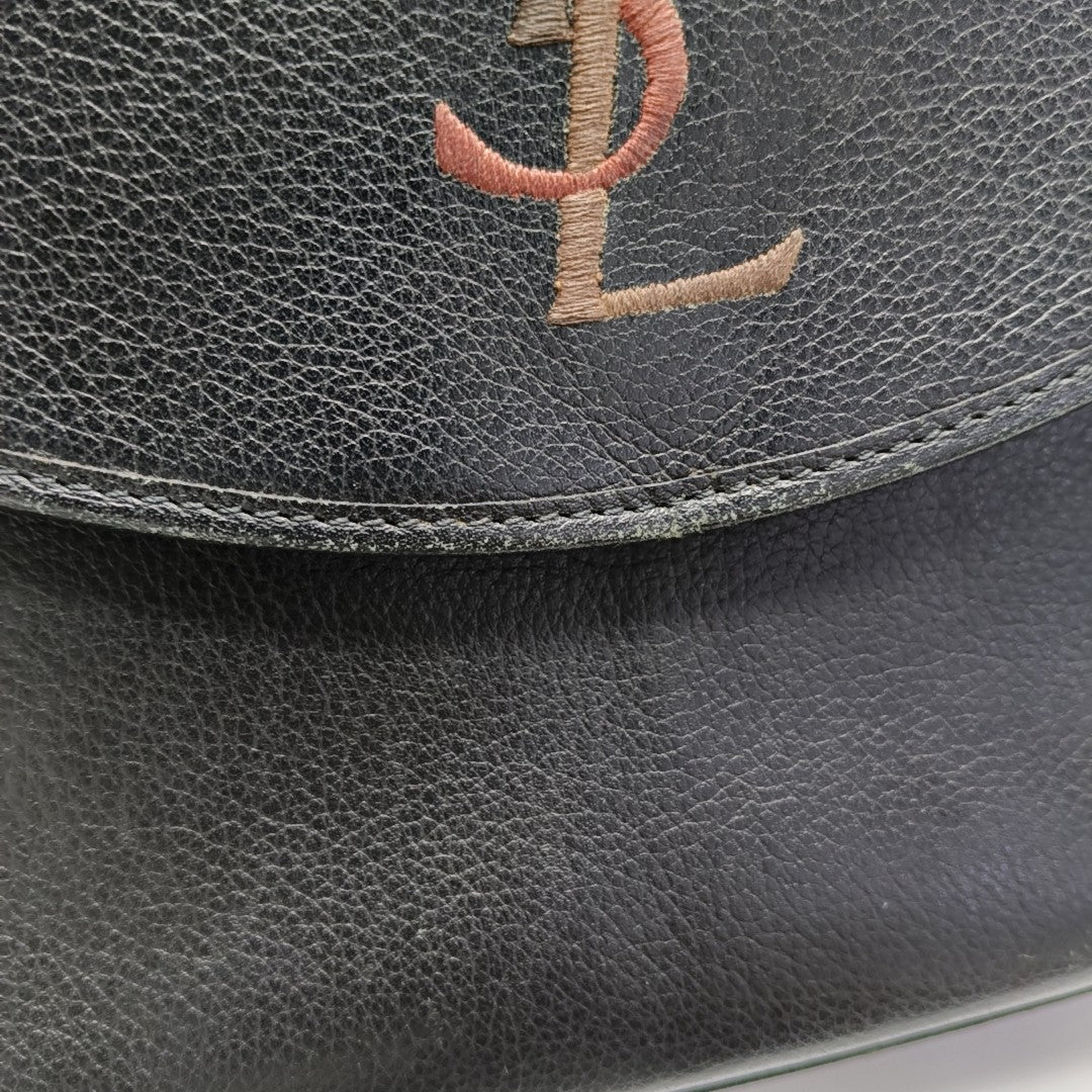 Leather Top Handle Bag Black