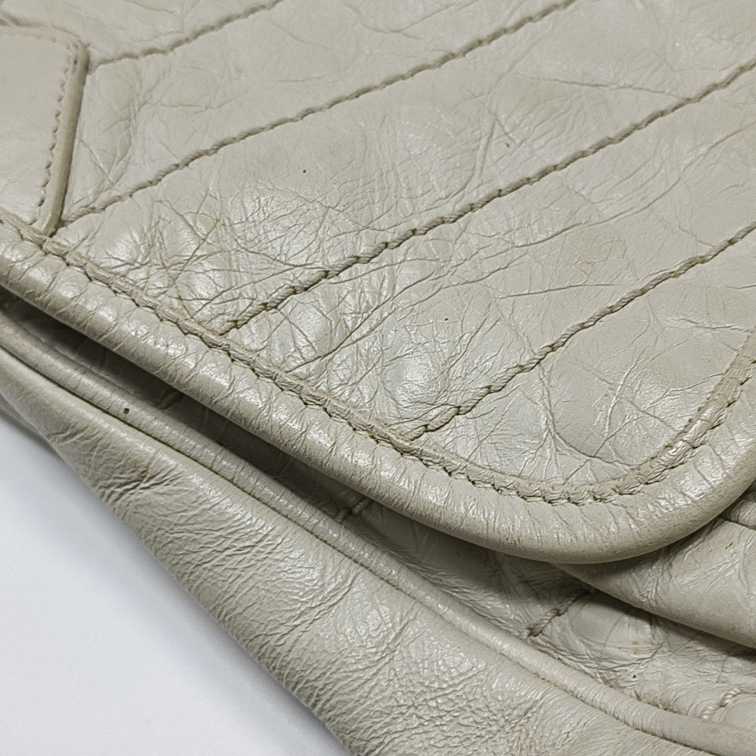 NIKI Medium Chevron Calfskin White