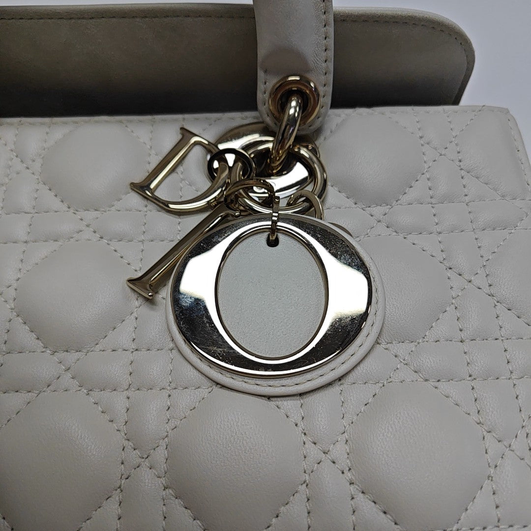Lady D-Joy Medium Cannage Lambskin White