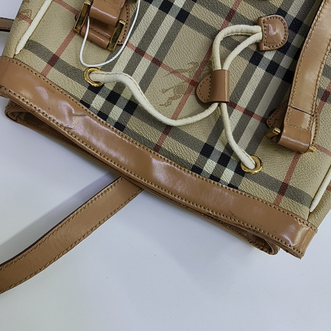 Coated Canvas Shoulder Bag Beige