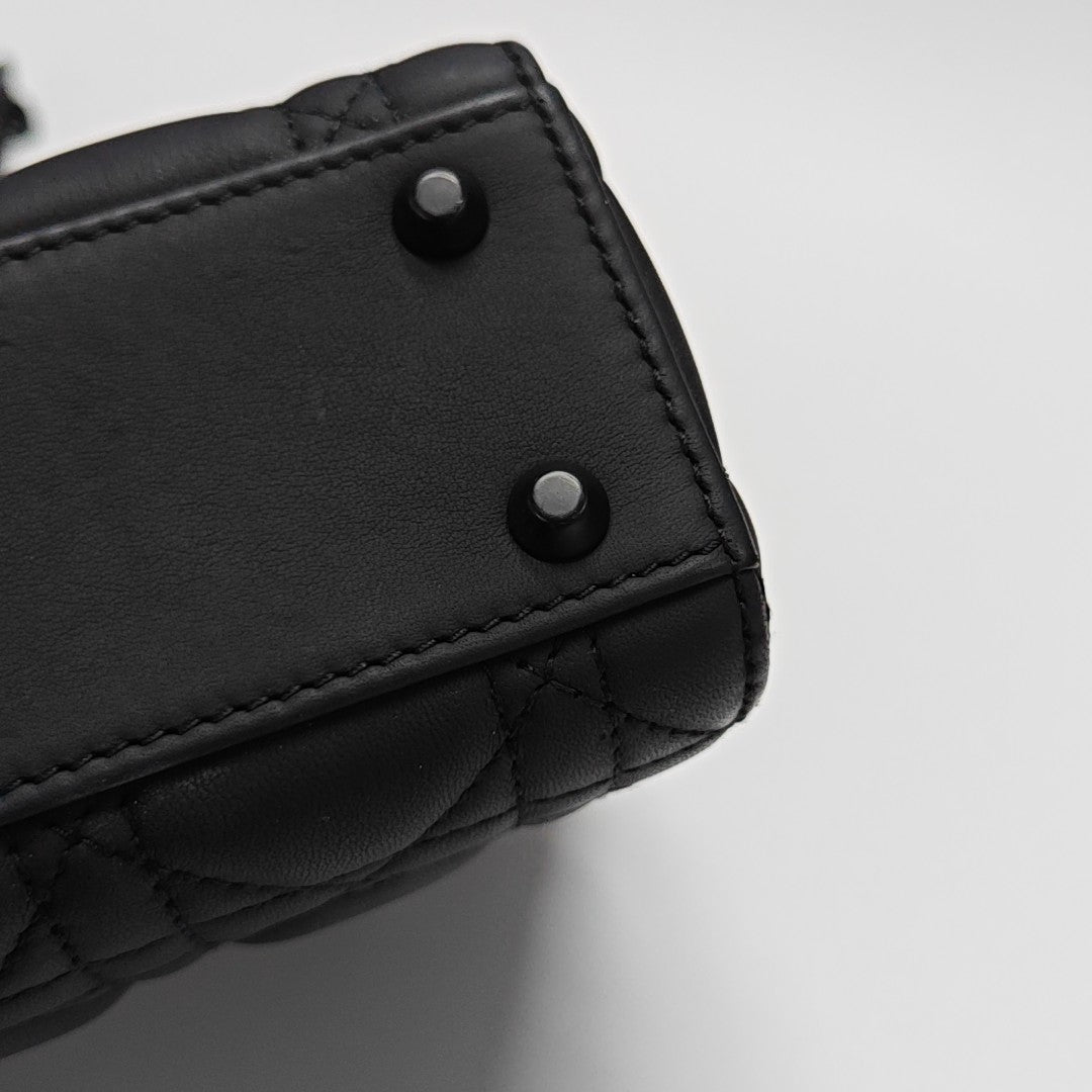 Lady Dior Mini Cannage Calfskin Black