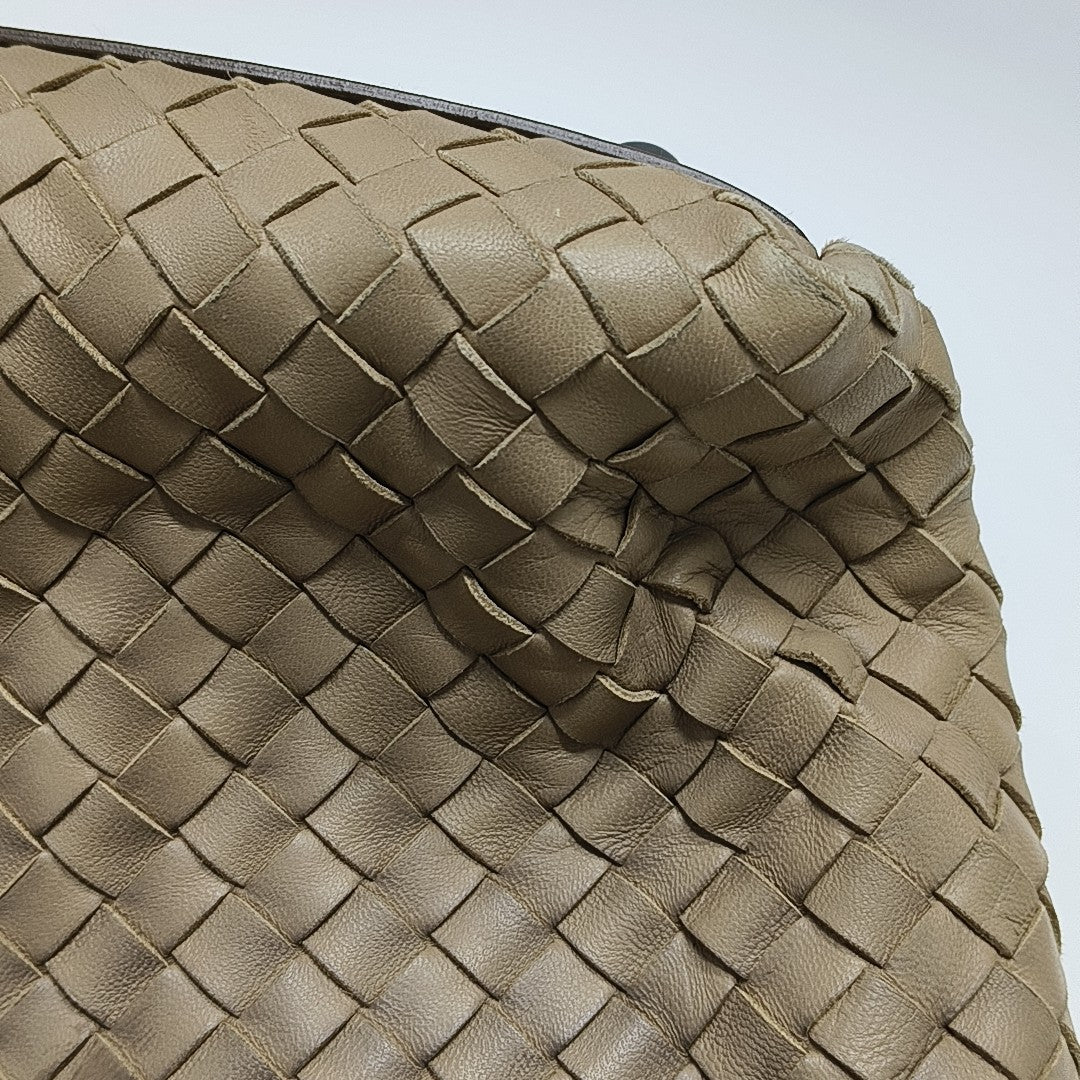 Lambskin Top Handle Bag Brown