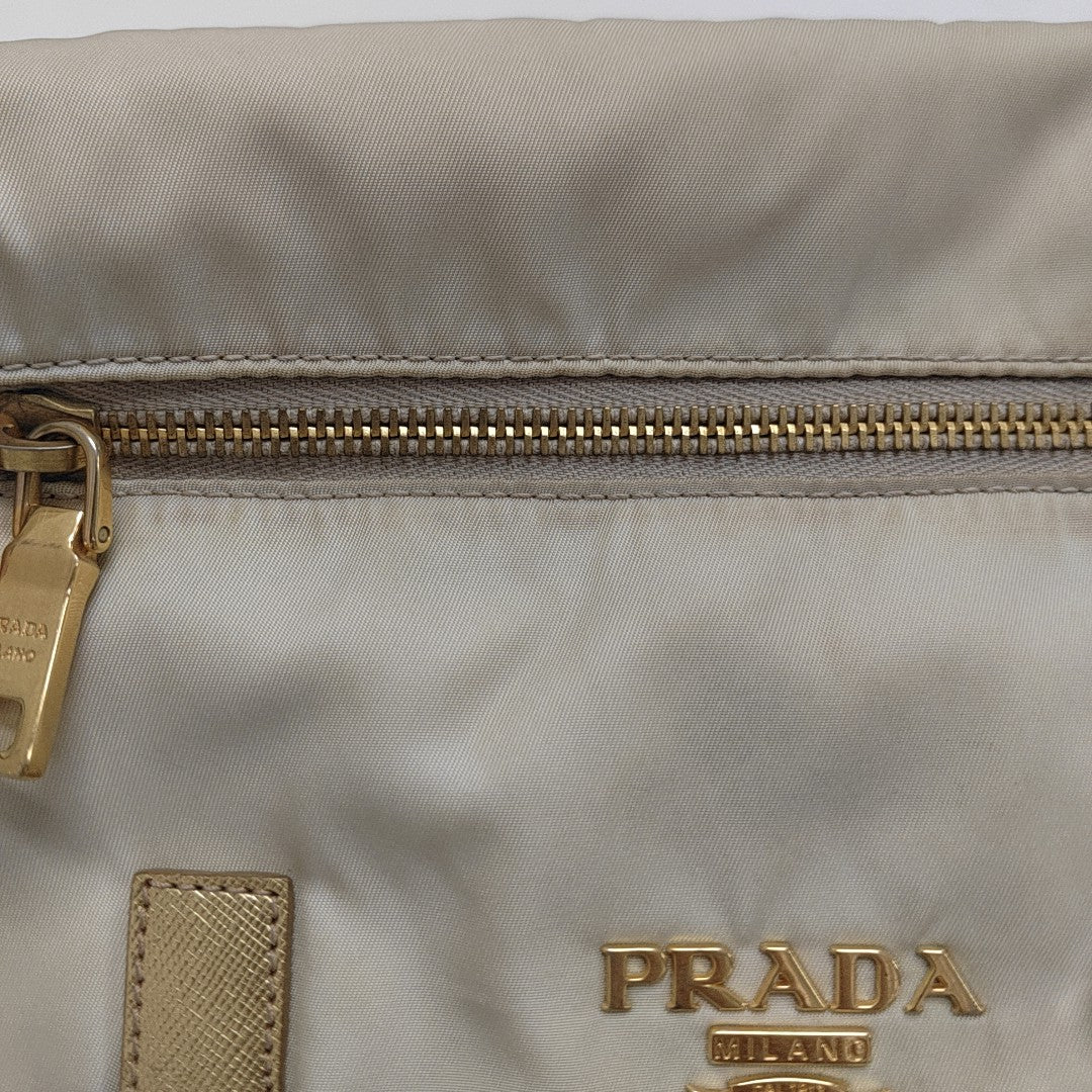 Nylon Shoulder Bag Beige