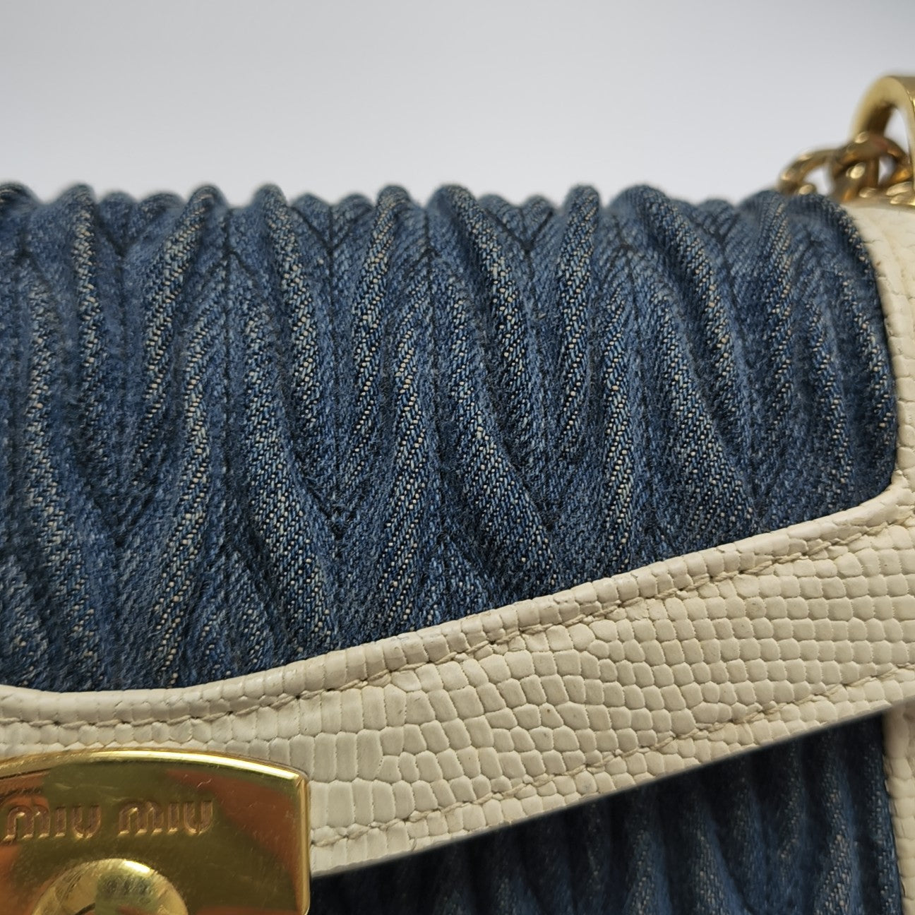 Miu Confidential Quilted Denim Blue