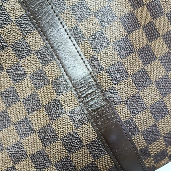 KEEPALL 55 Damier Ebene Coated Canvas Brown