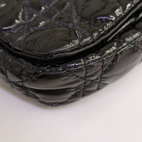 Cannage Patent Leather Shoulder Bag Black