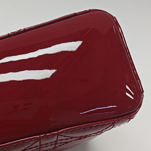 Lady Dior Mini Cannage Patent Calfskin Red