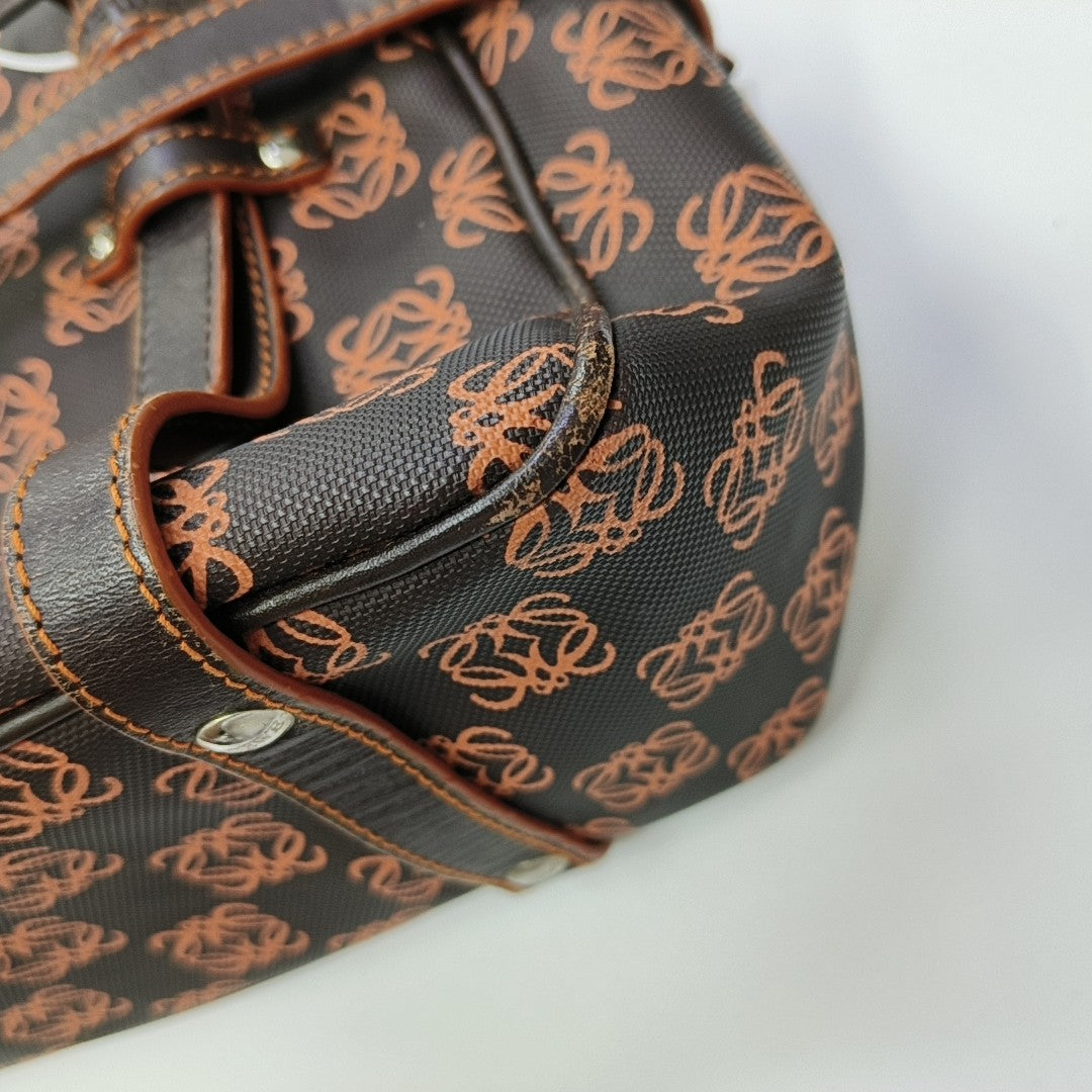 Monogram Coated Canvas Top Handle Bag Brown