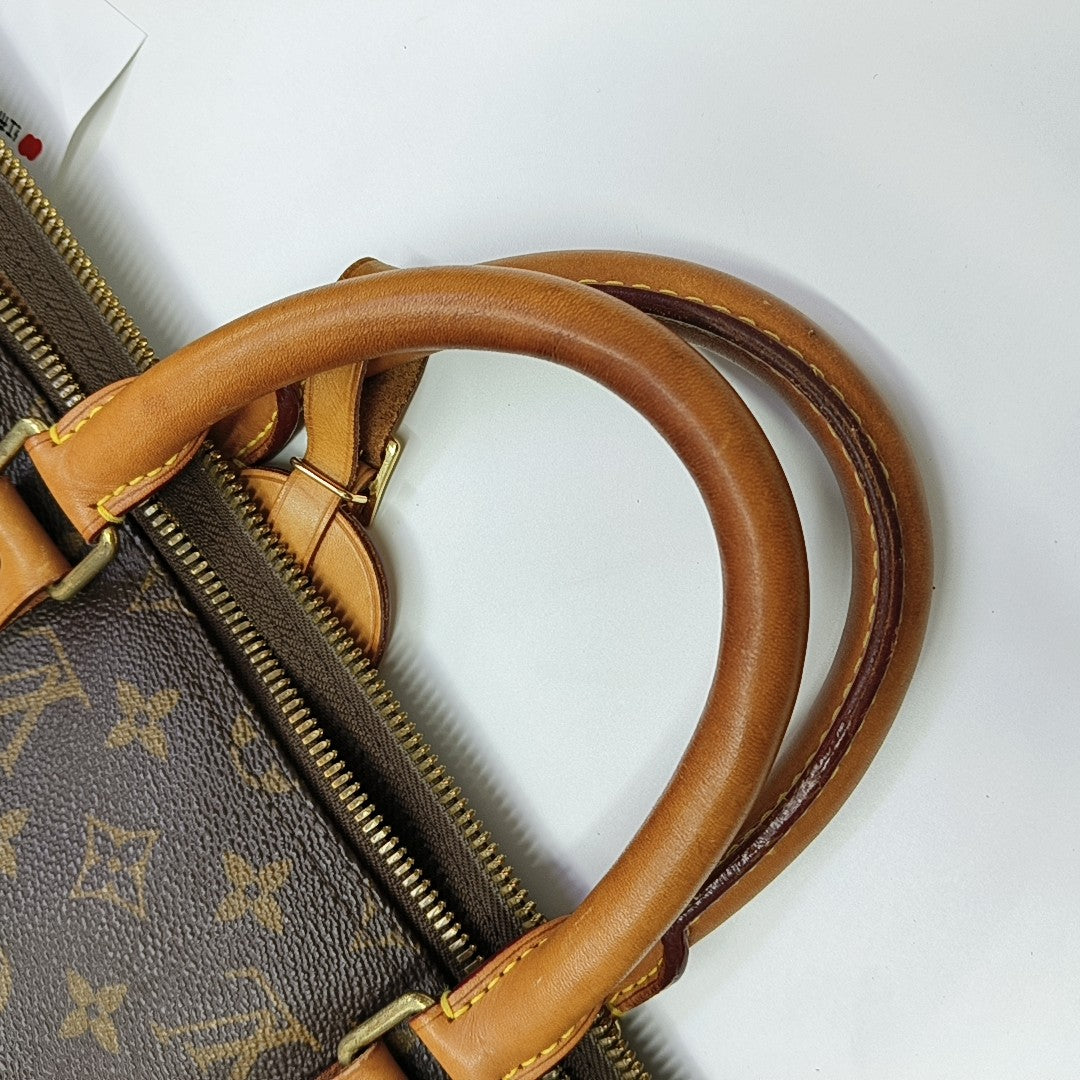 KEEPALL 50 Monogram Coated Canvas Brown