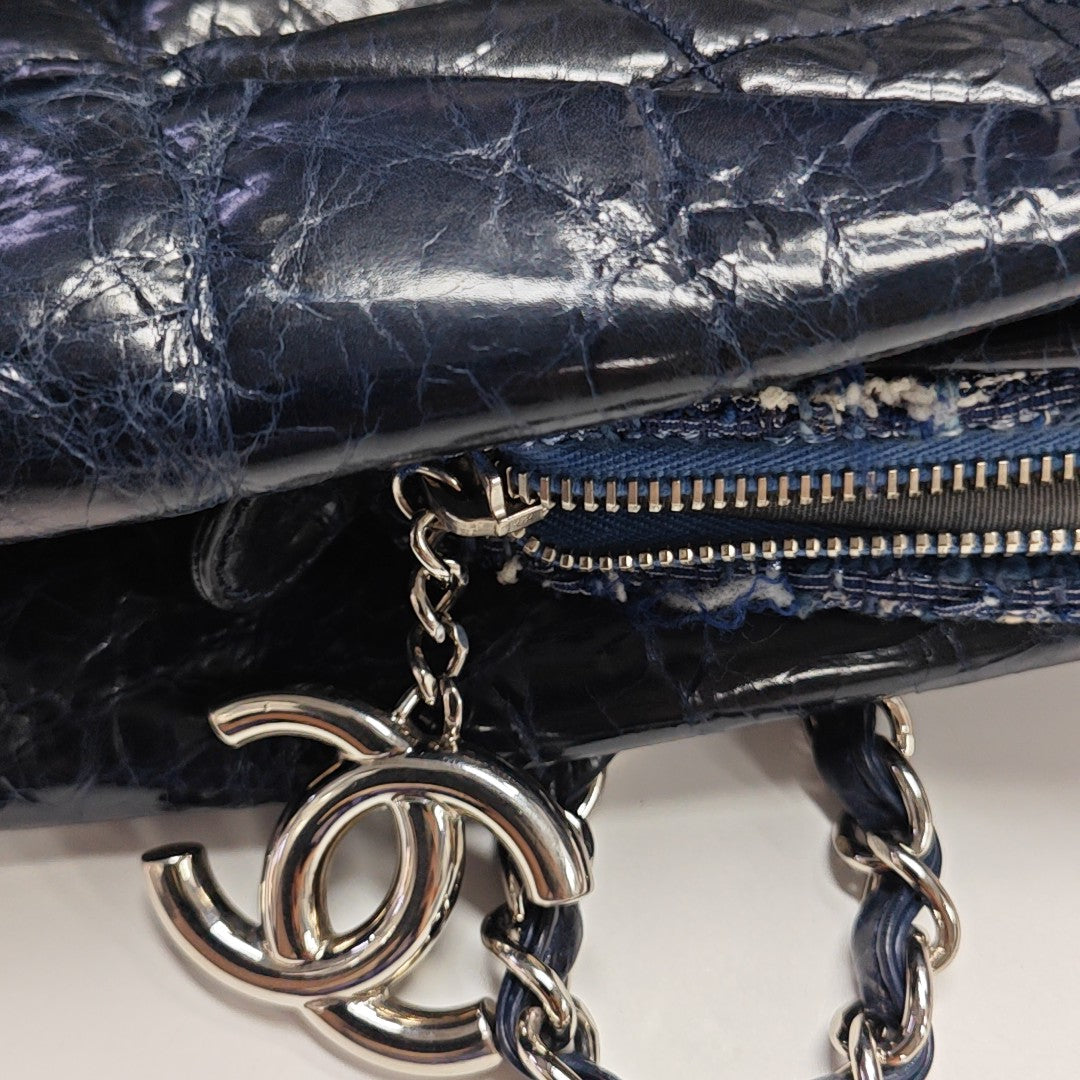 Quilted Calfskin Tote Bag Blue