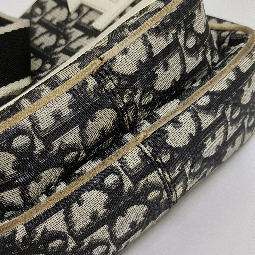 Oblique Coated Canvas Shoulder Bag Gray