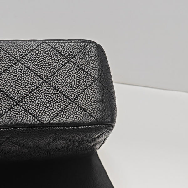 Quilted Grained Calfskin Shoulder Bag Large Black