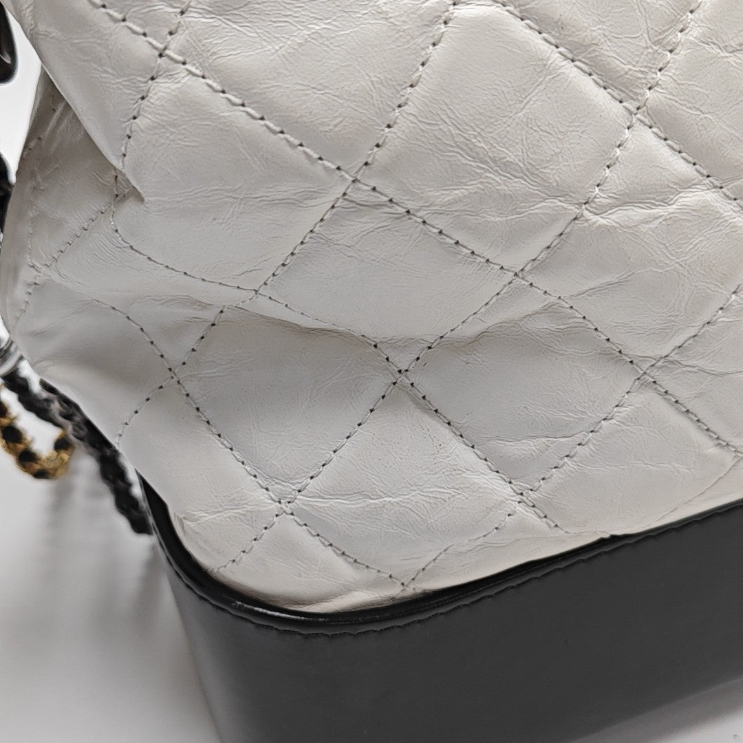 GABRIELLE Large Quilted Calfskin White