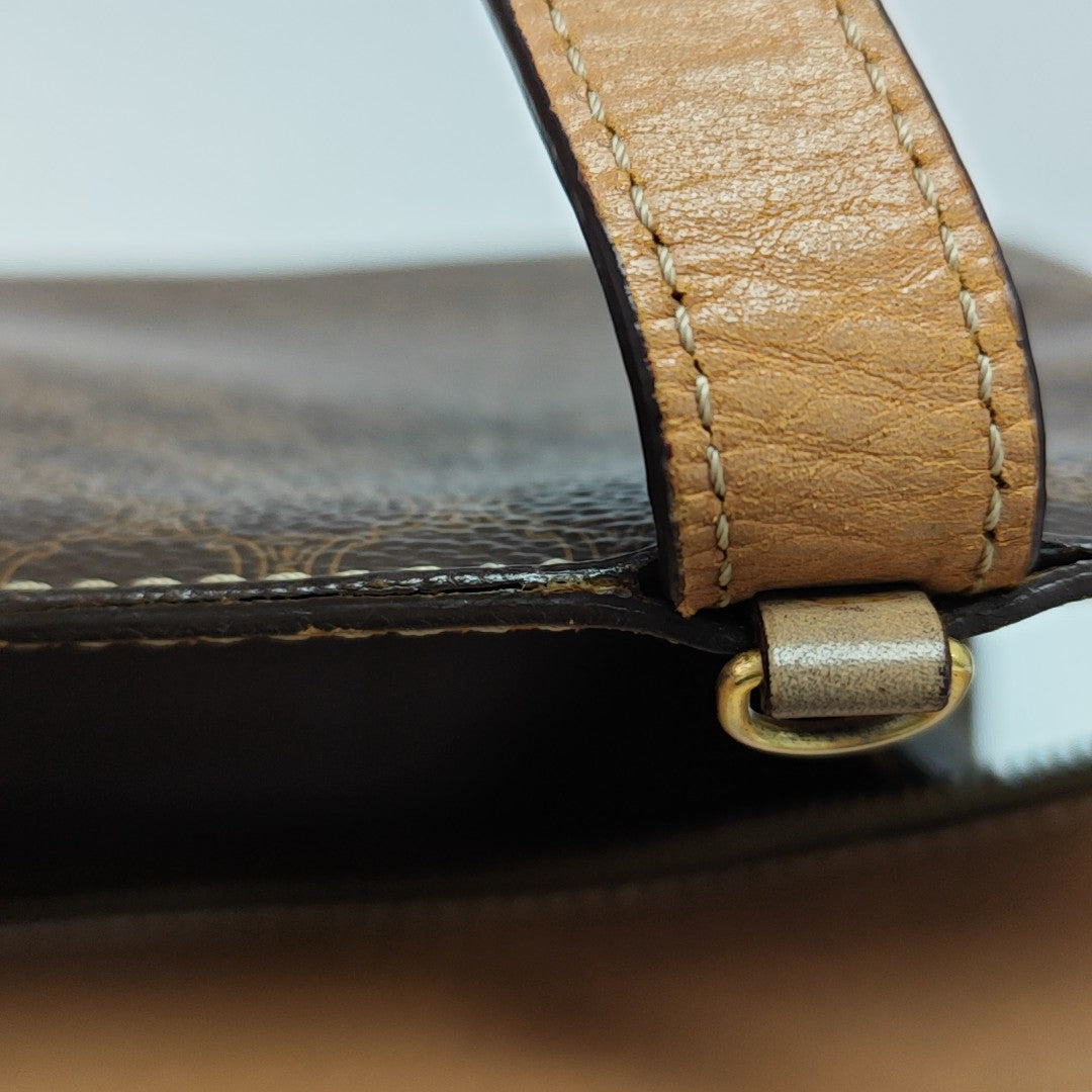 Coated Canvas Shoulder Bag Brown