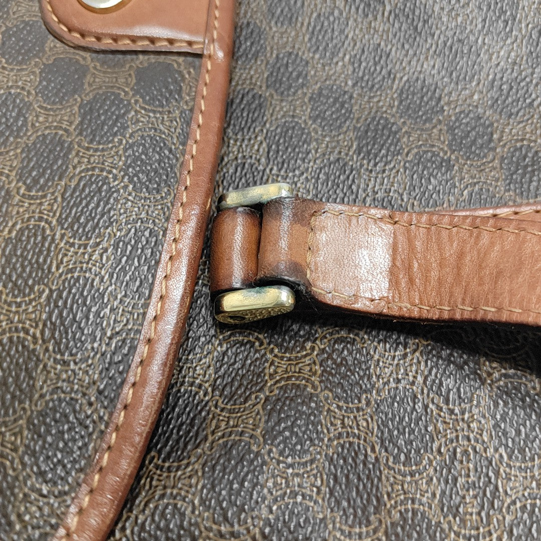 Coated Canvas Top Handle Bag Brown