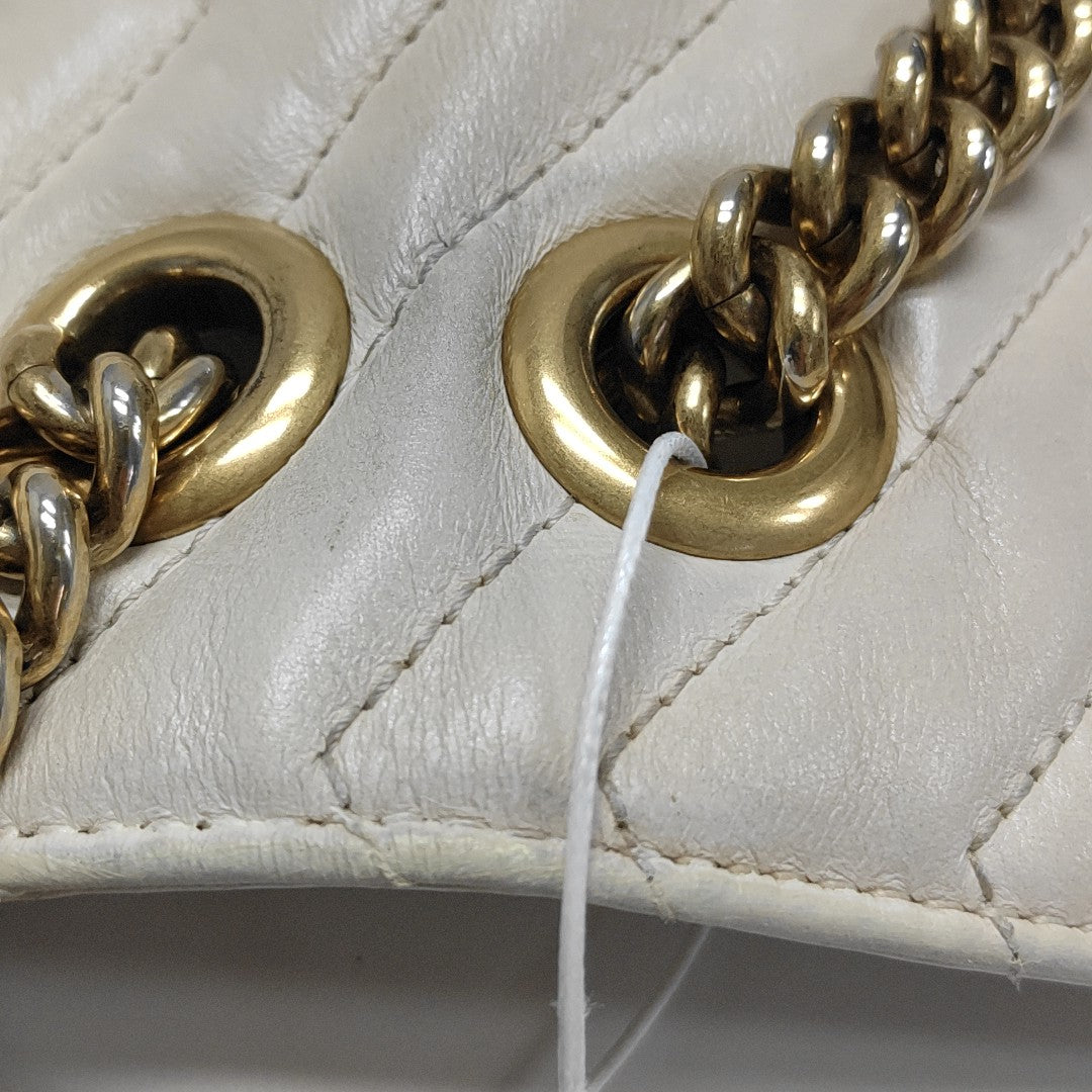 GG Marmont Medium Quilted Calfskin White