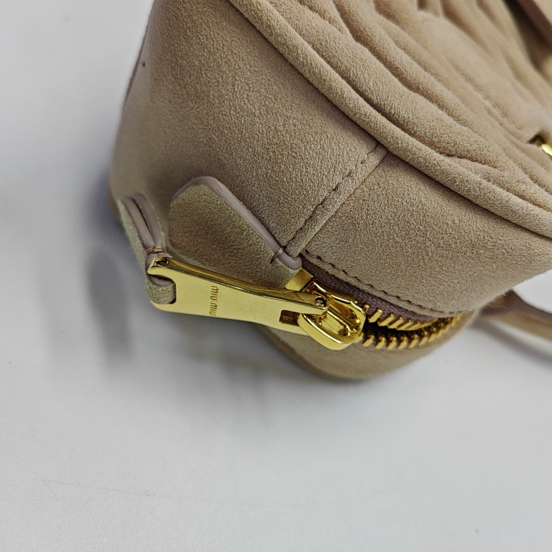 Arcadie Matelassé Small Quilted Suede Pink