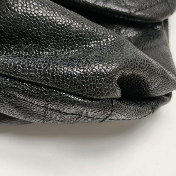 Quilted Grained Calfskin Shoulder Bag Black