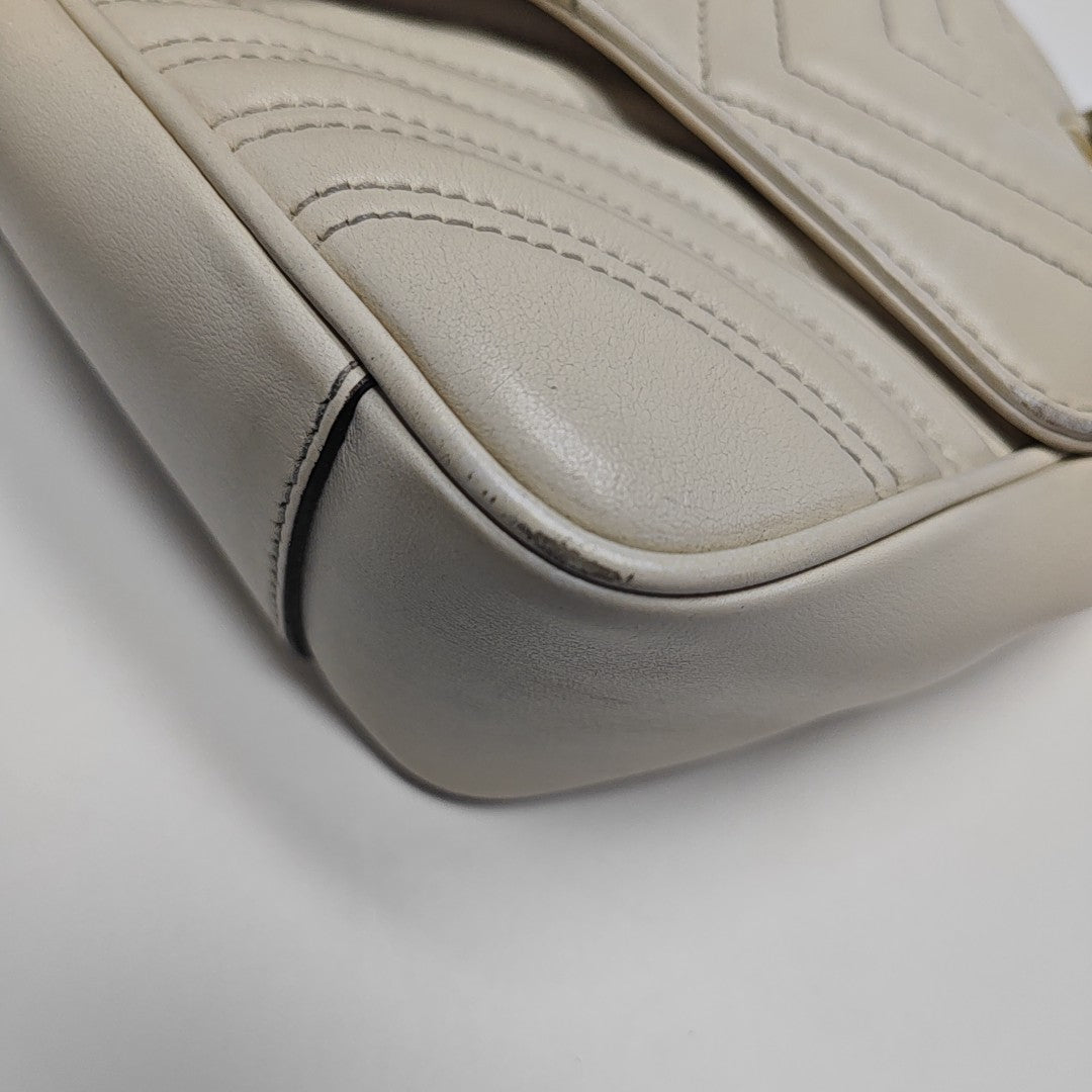 GG Marmont Medium Quilted Calfskin White