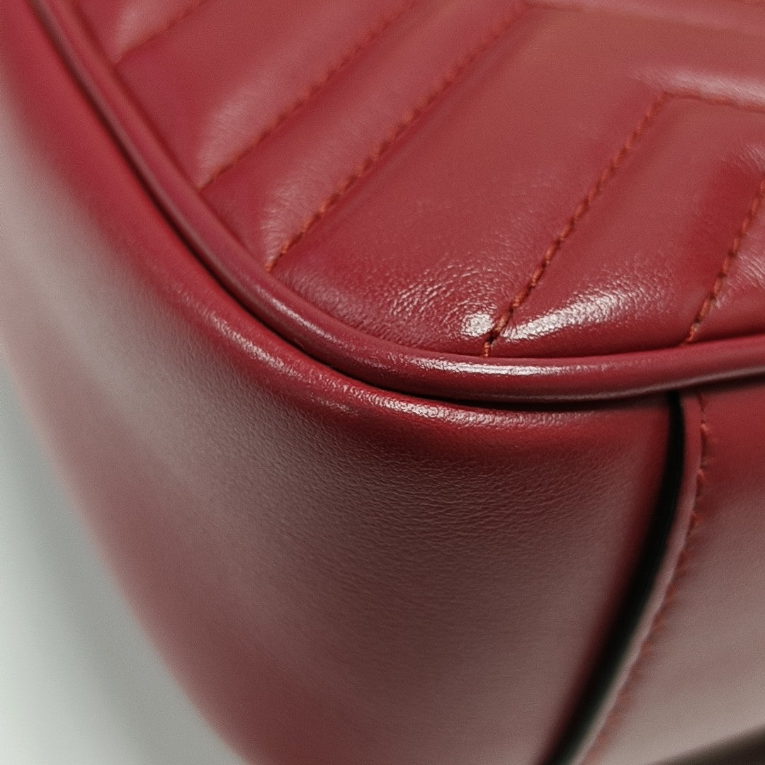GG Marmont Small Quilted Calfskin Red