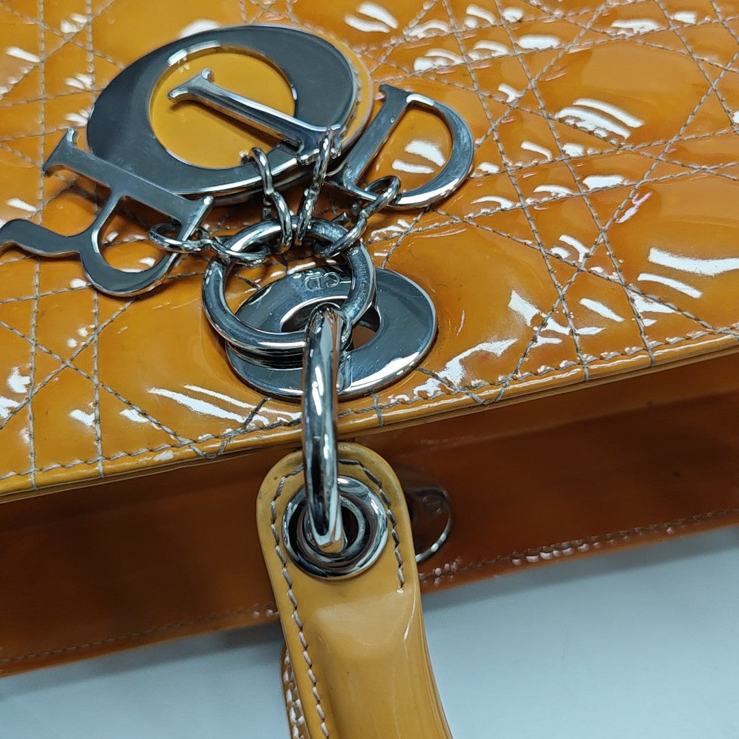 Lady Dior Large Cannage Patent Leather Orange