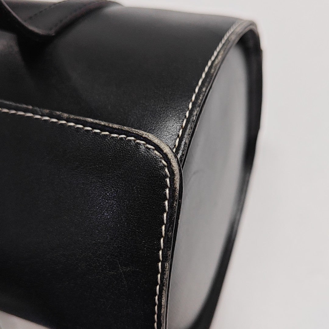 Calfskin Top Handle Bag Black