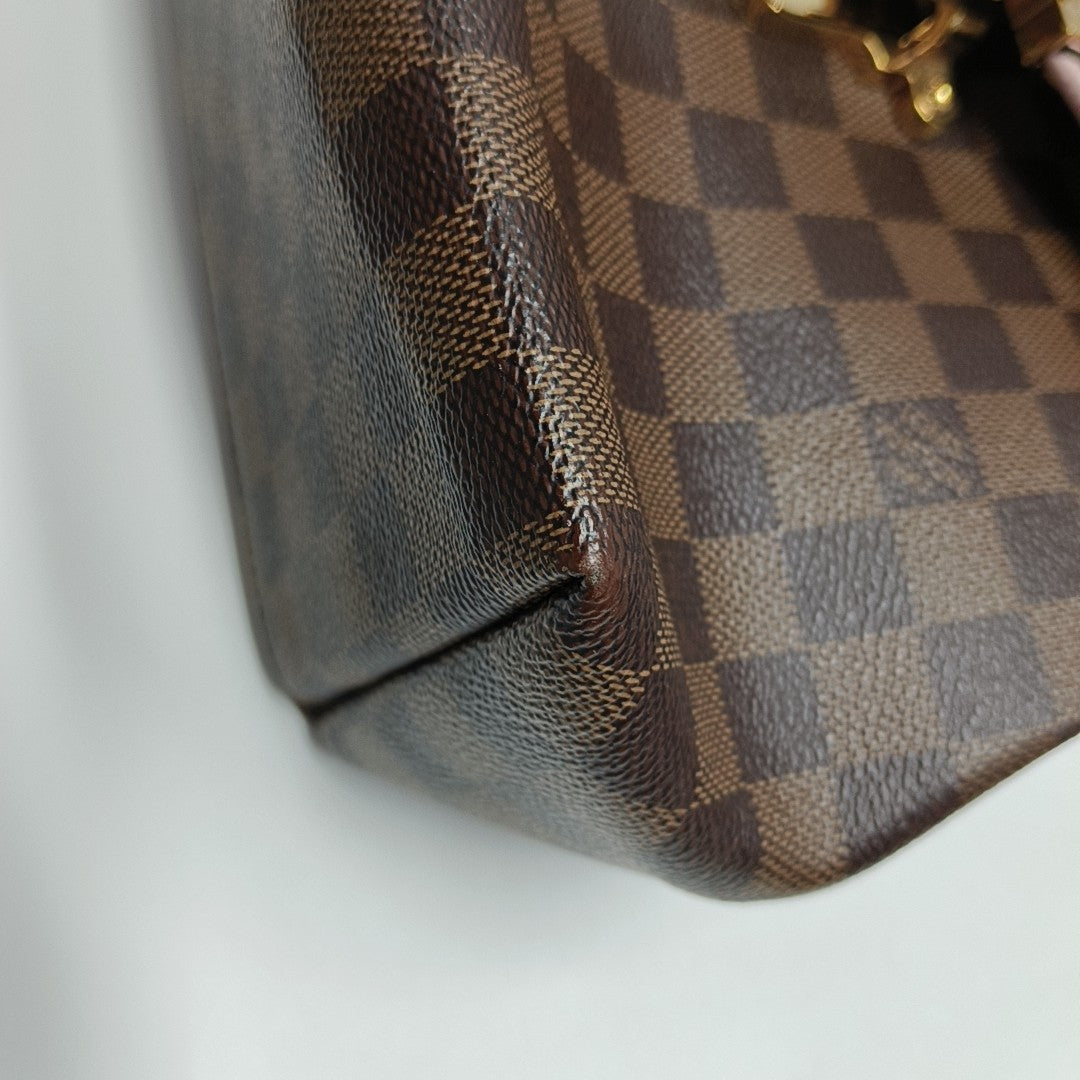 CLAPTON Damier Ebene Coated Canvas Brown