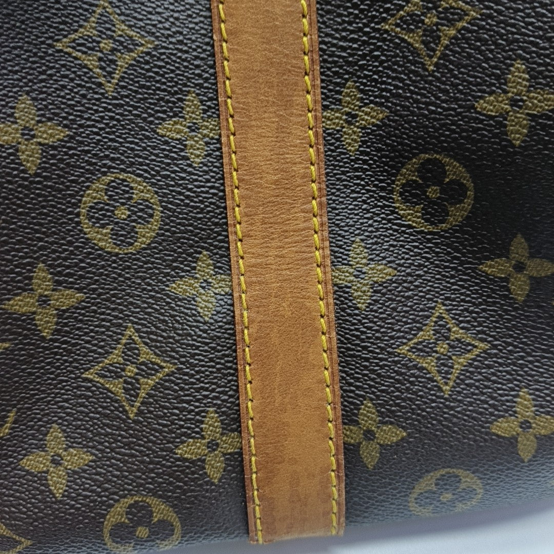 KEEPALL 50 Monogram Coated Canvas Brown