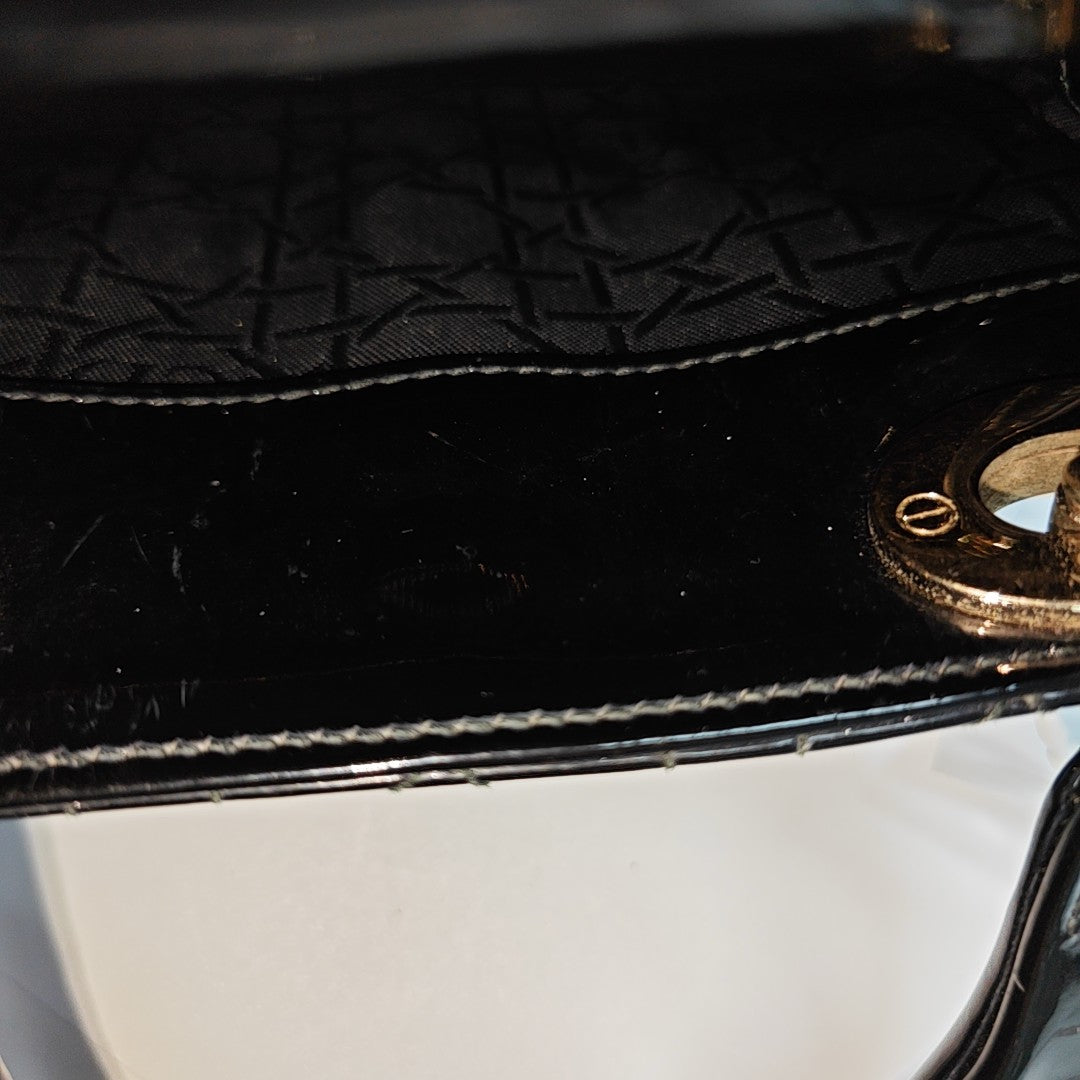 Lady Dior Mini Quilted Patent Leather Black
