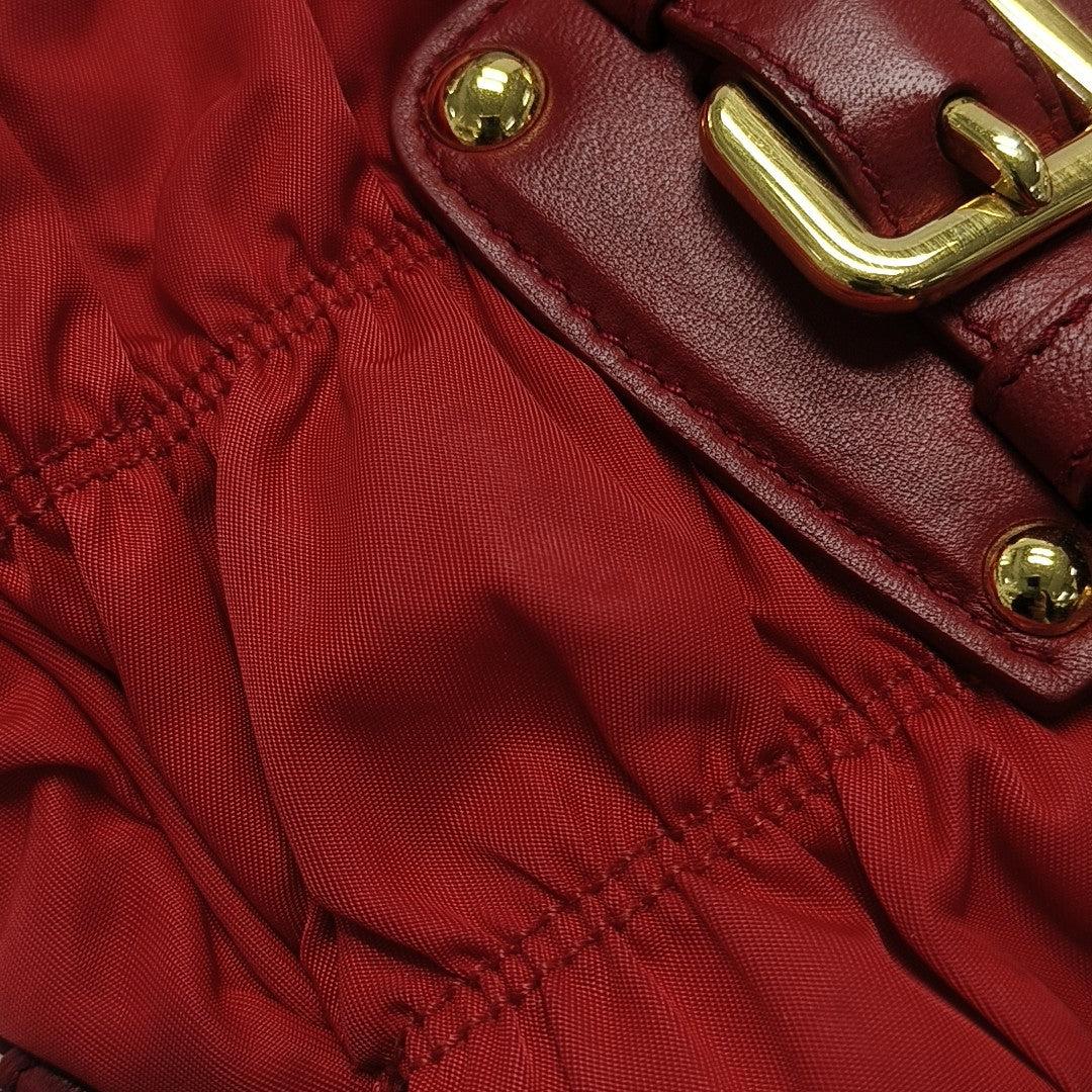 Quilted Nylon Tote Bag Red