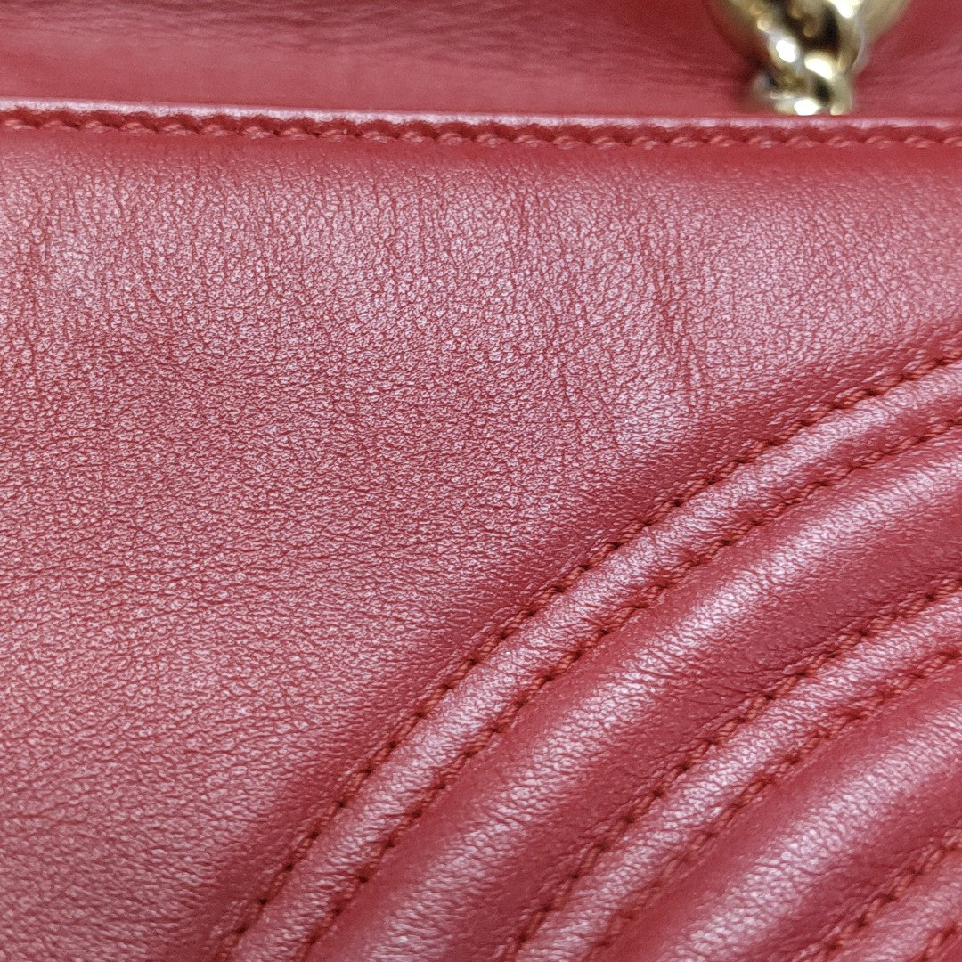 GG Marmont Medium Quilted Calfskin Red