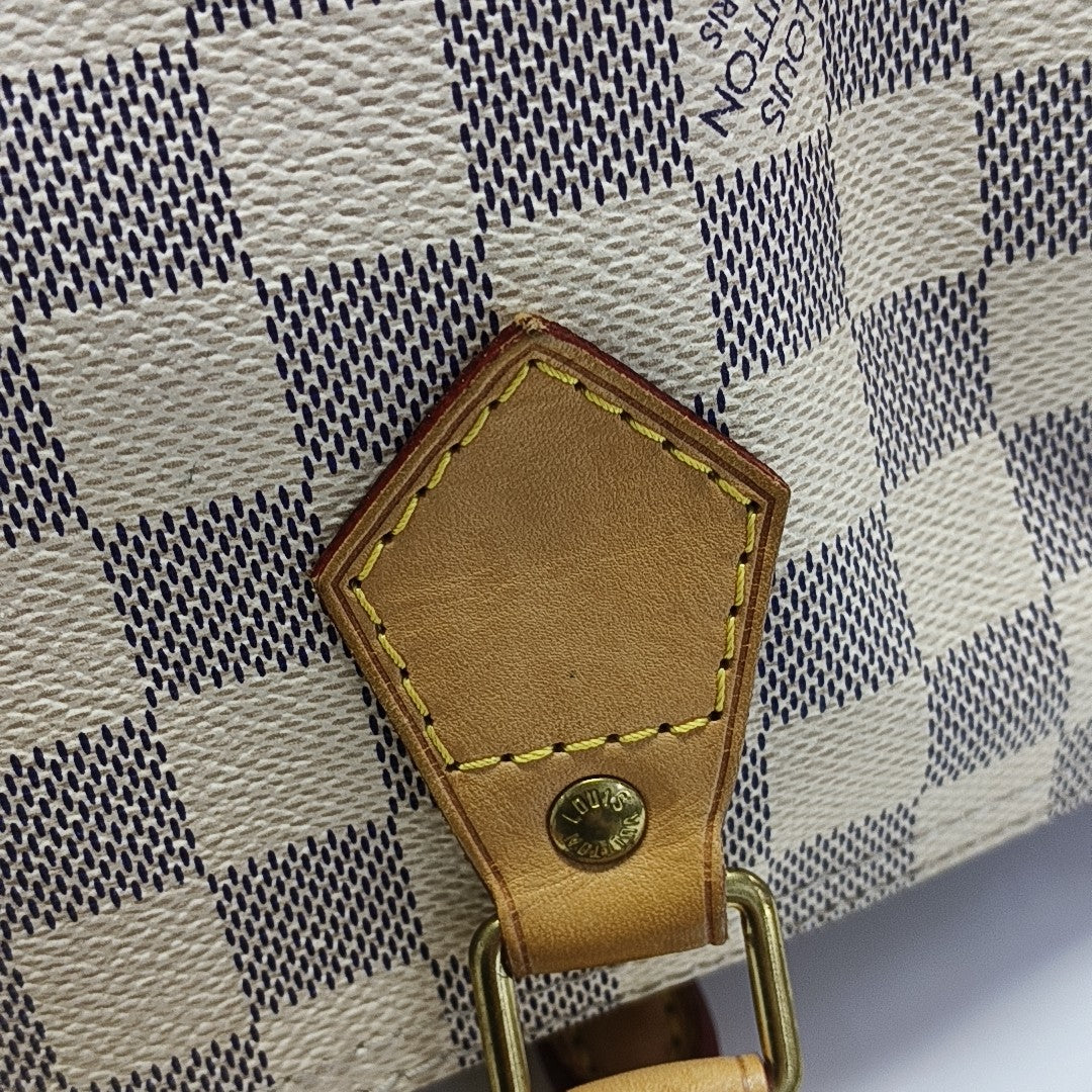 SPEEDY 30 Damier Azur Coated Canvas White