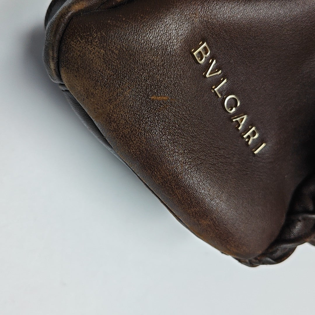 Leather Top Handle Bag Brown