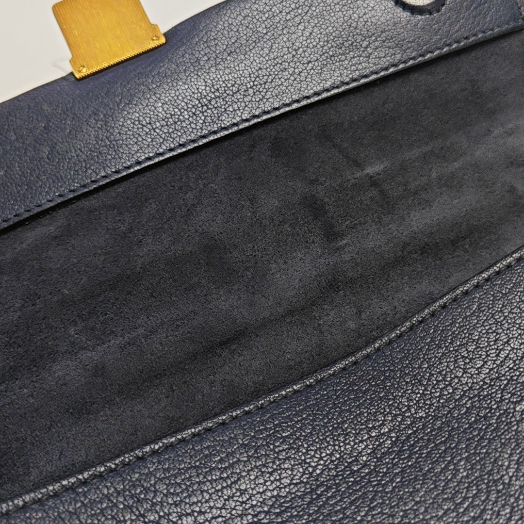 Calfskin Top Handle Bag Blue