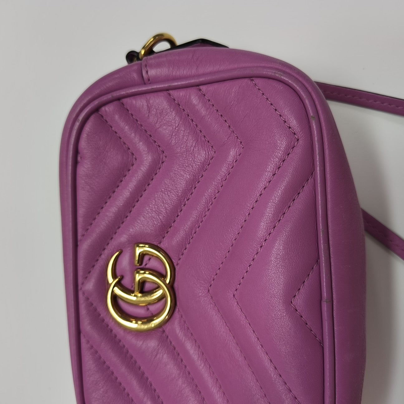 GG Marmont Mini Quilted Calfskin Purple