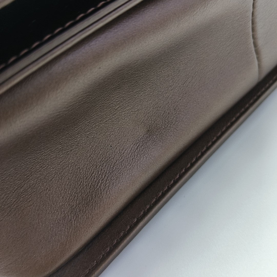 BOY CHANEL Medium Quilted Patent Leather Brown