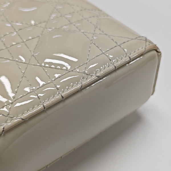 Lady D-Joy Small Cannage Patent Leather White